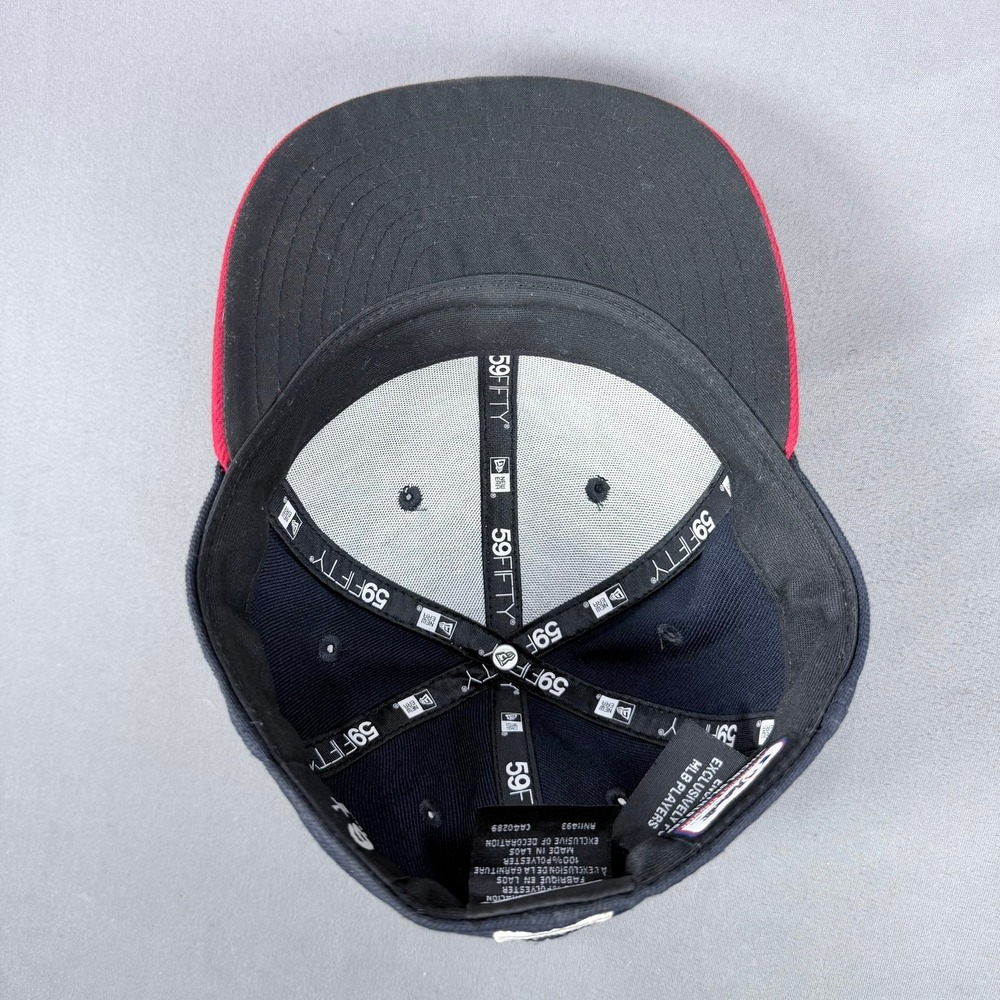 New Era Youth 6 1/2 Navy Red Polyester 59FIFTY Atlanta Braves MLB On-Field Hat - Picture 8 of 8